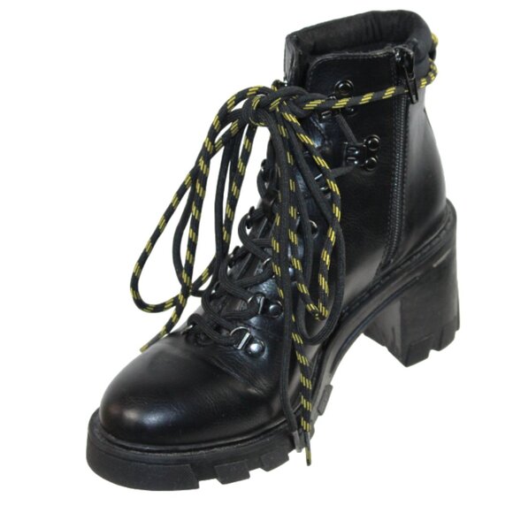 BCBGeneration Tenzi Black Leather Lace-Up Hiker Boot Size 37.5 (US 7.5) - Picture 3 of 10